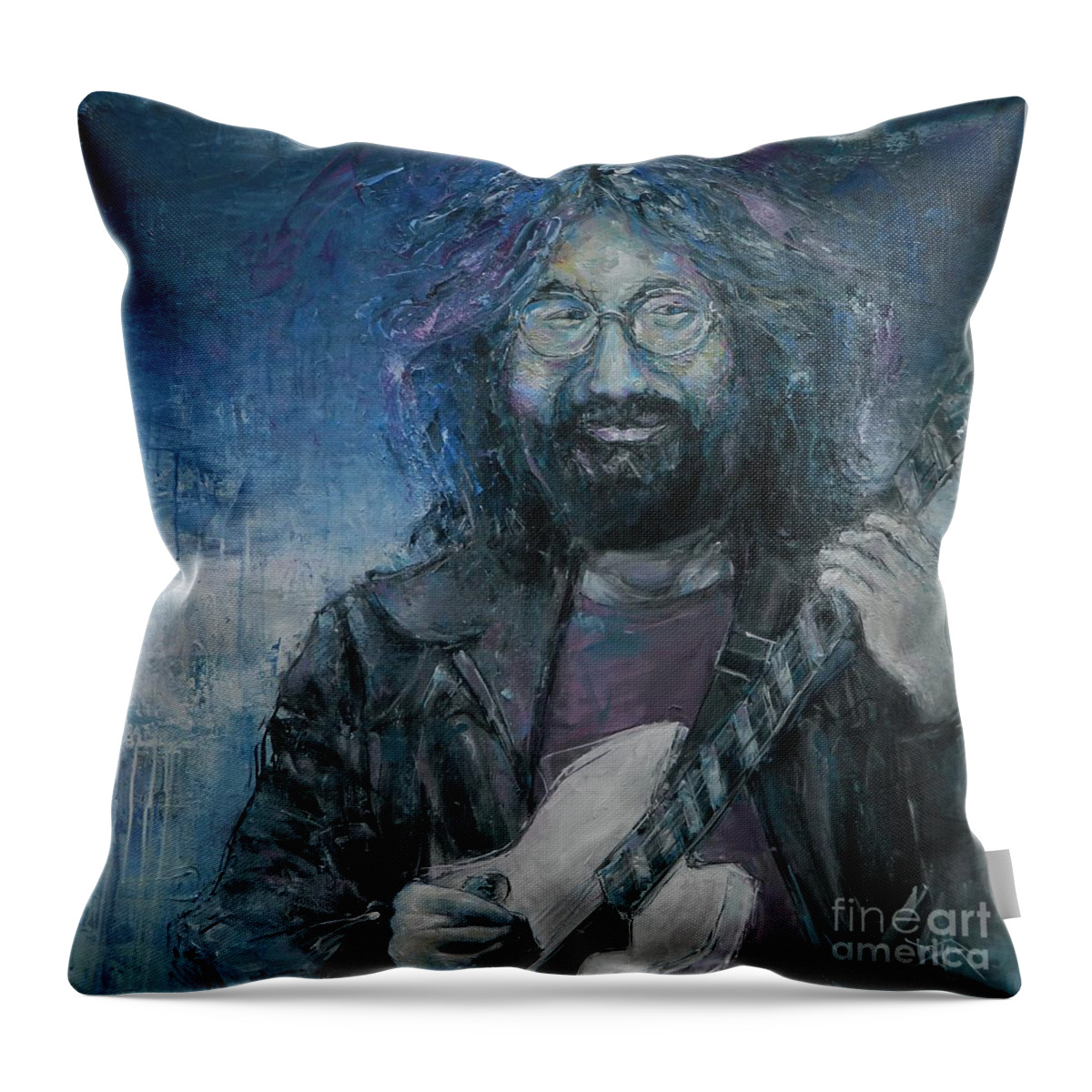 Garcia Throw Pillow featuring the painting Ripple in Still Water - Jerry Garcia by Dan Campbell