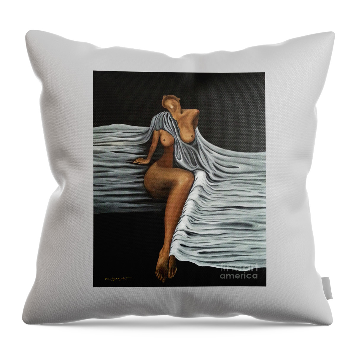 Goolge Images Throw Pillow featuring the painting Ripple Shawl by Fei A