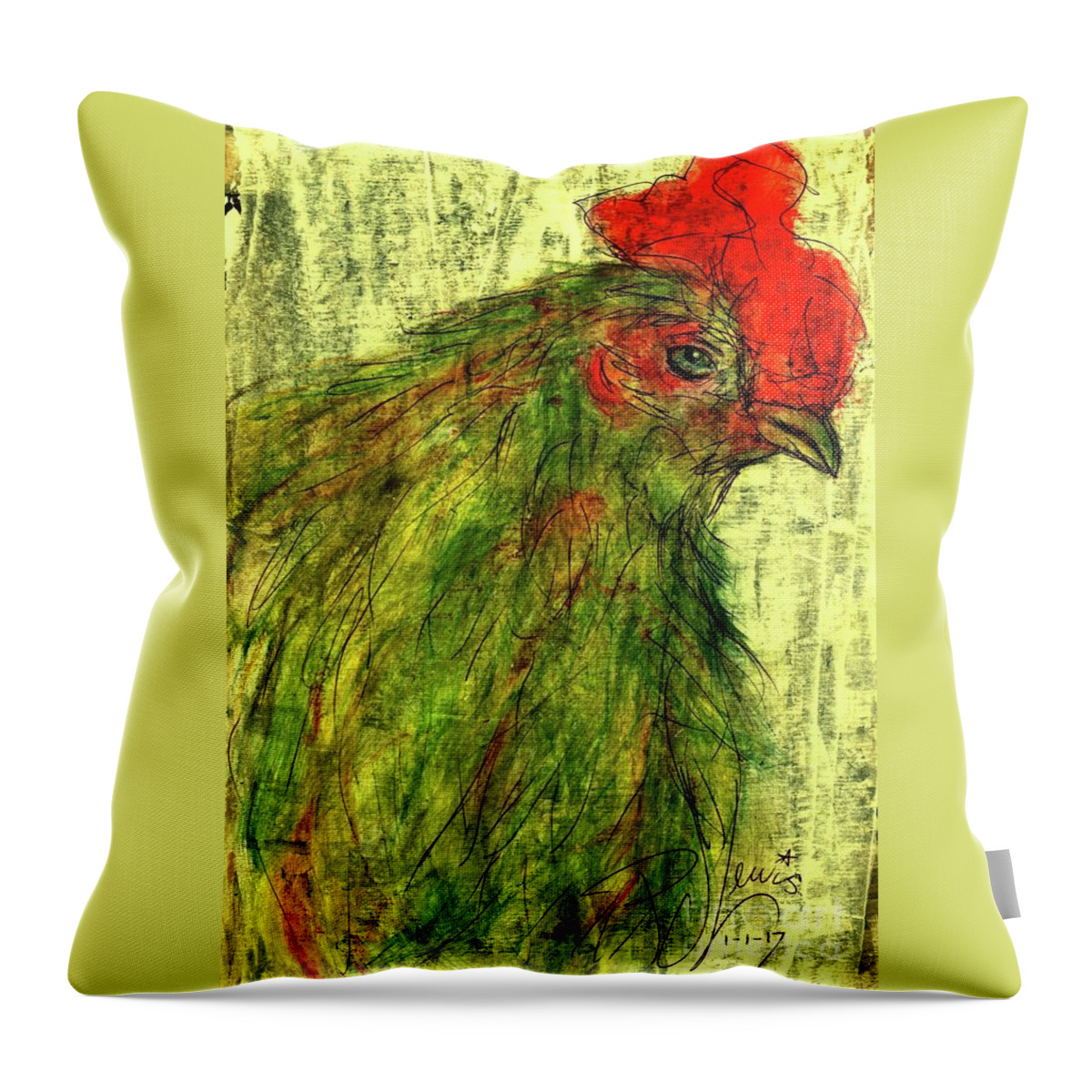 Chicken Throw Pillow featuring the drawing Rise and Shine by PJ Lewis