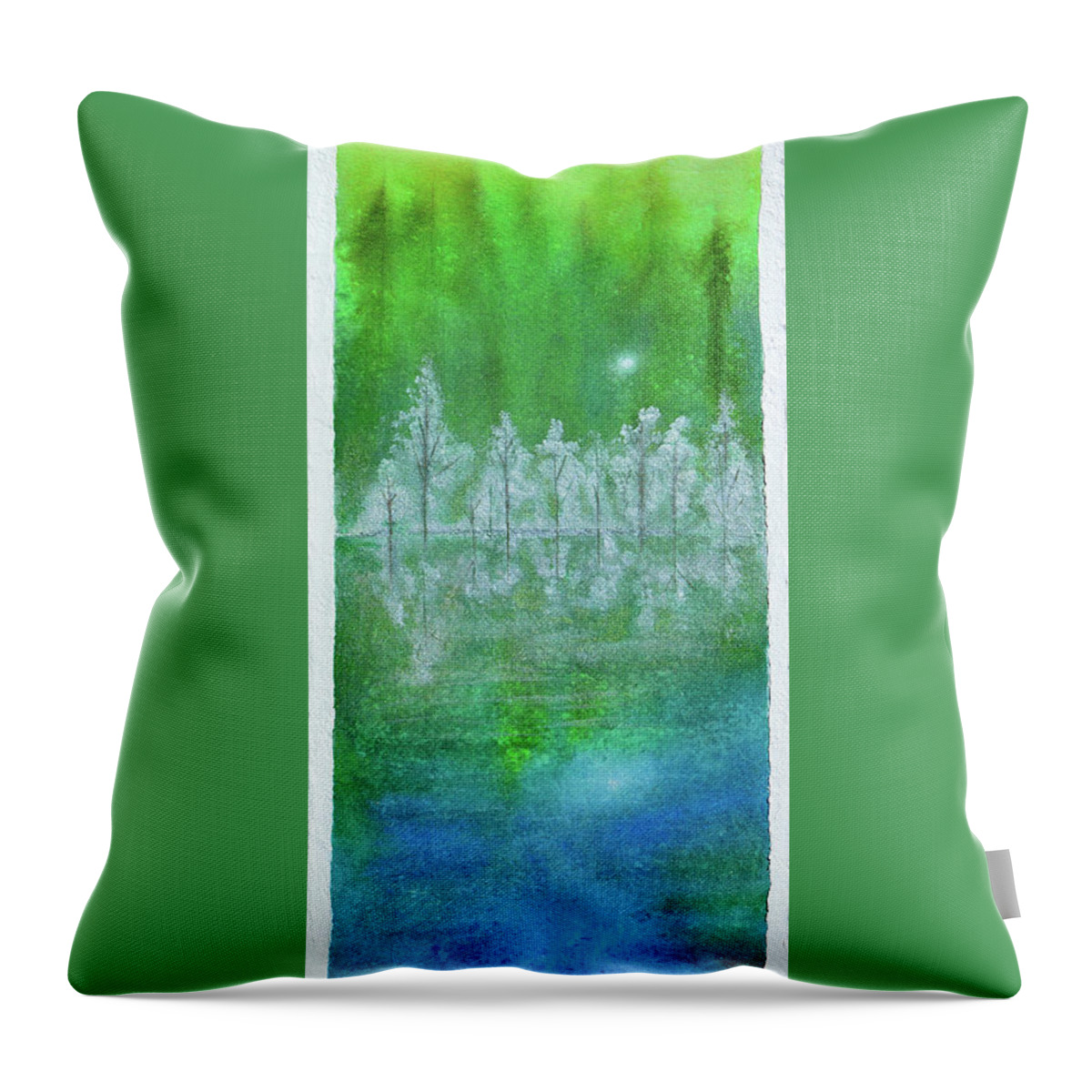 Abstract Landscape Throw Pillow featuring the painting Rising Mist by Donna Blackhall