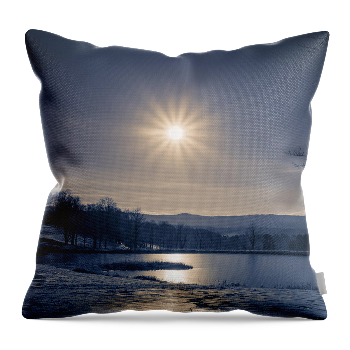 Etna Throw Pillow featuring the photograph Rising sun on a cold winter morning by Edward Fielding