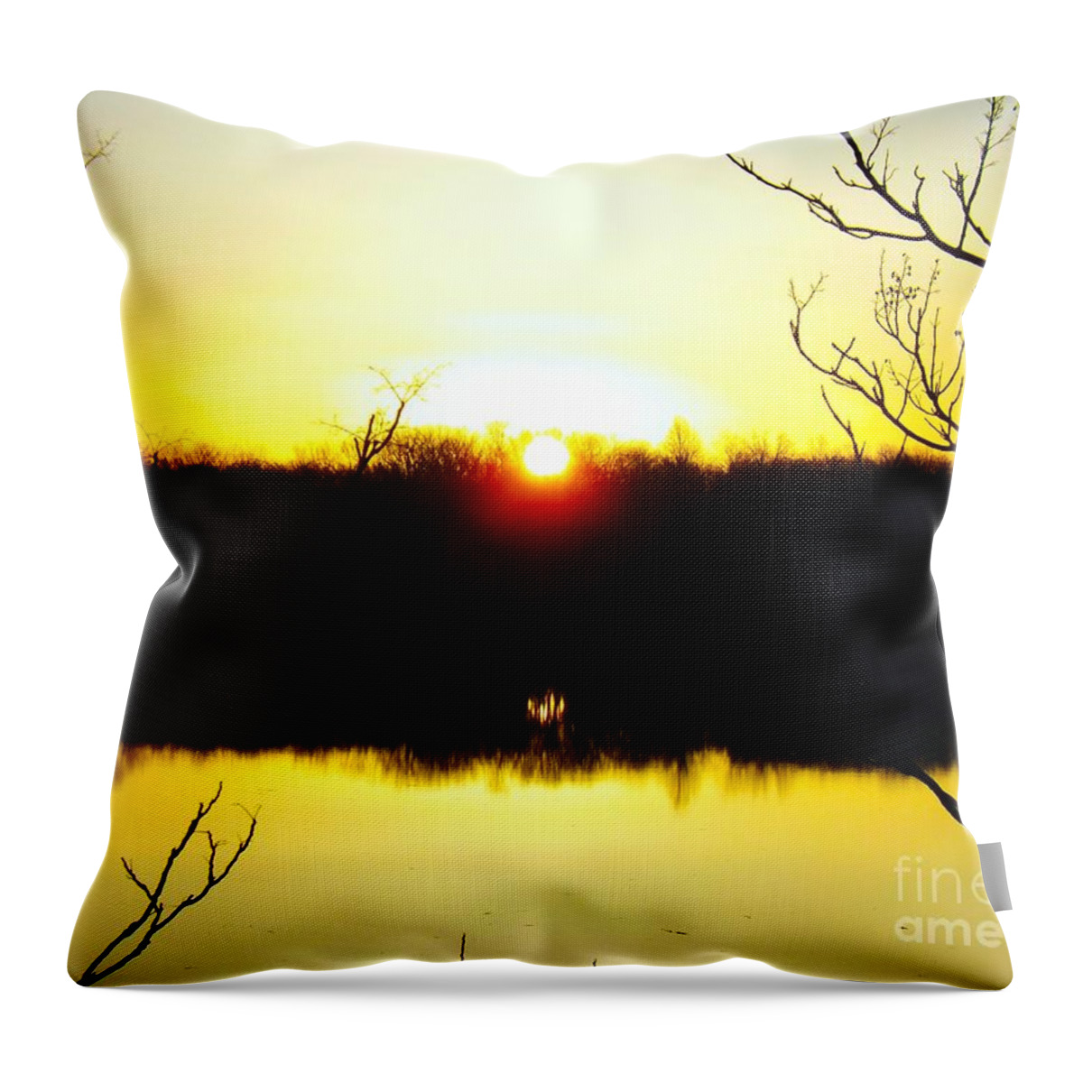 Rising Sun Throw Pillow featuring the photograph Rising Sun On The Delaware River by Robyn King