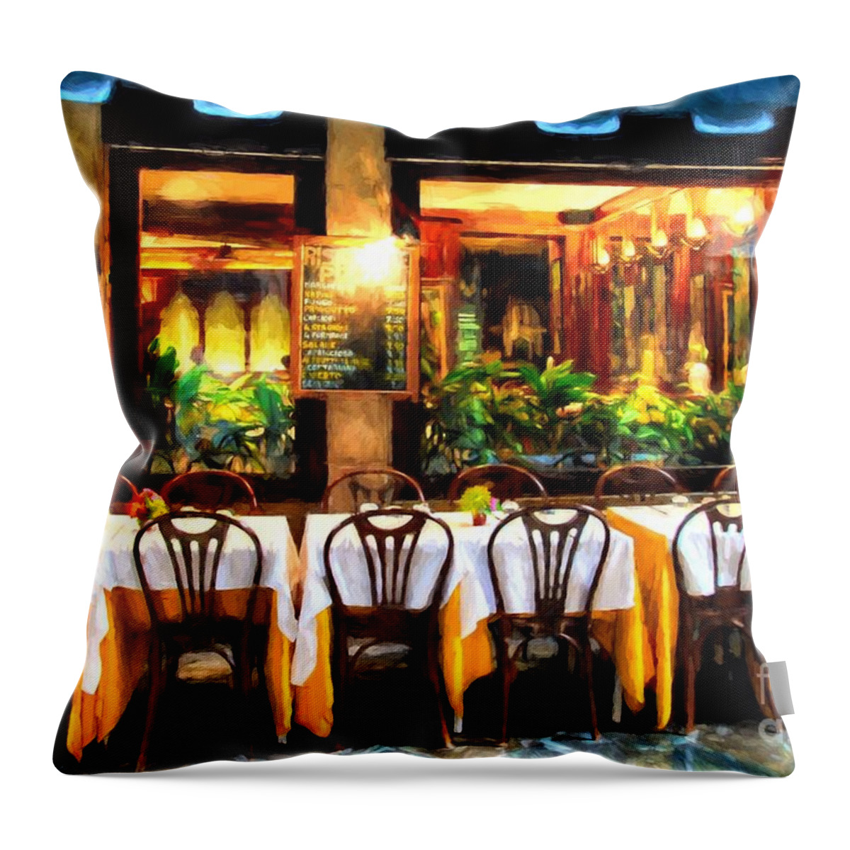 Ristorante In Venice Throw Pillow featuring the photograph Ristorante In Venice # 2 by Mel Steinhauer