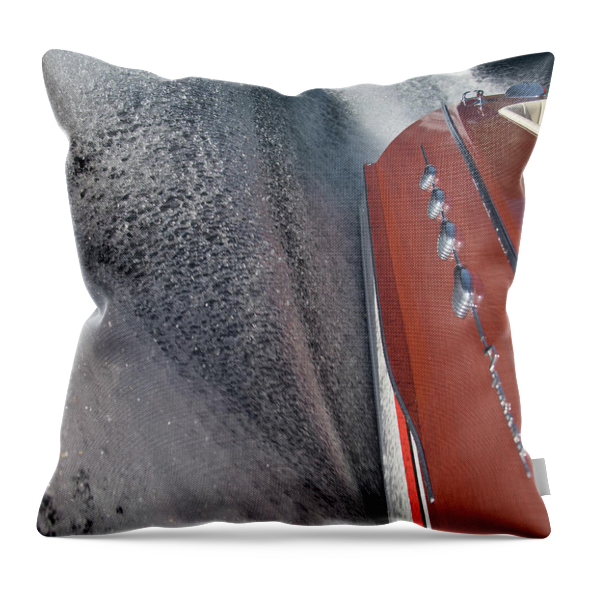 Riva Throw Pillow featuring the photograph Riva Aquarama Wake by Steven Lapkin