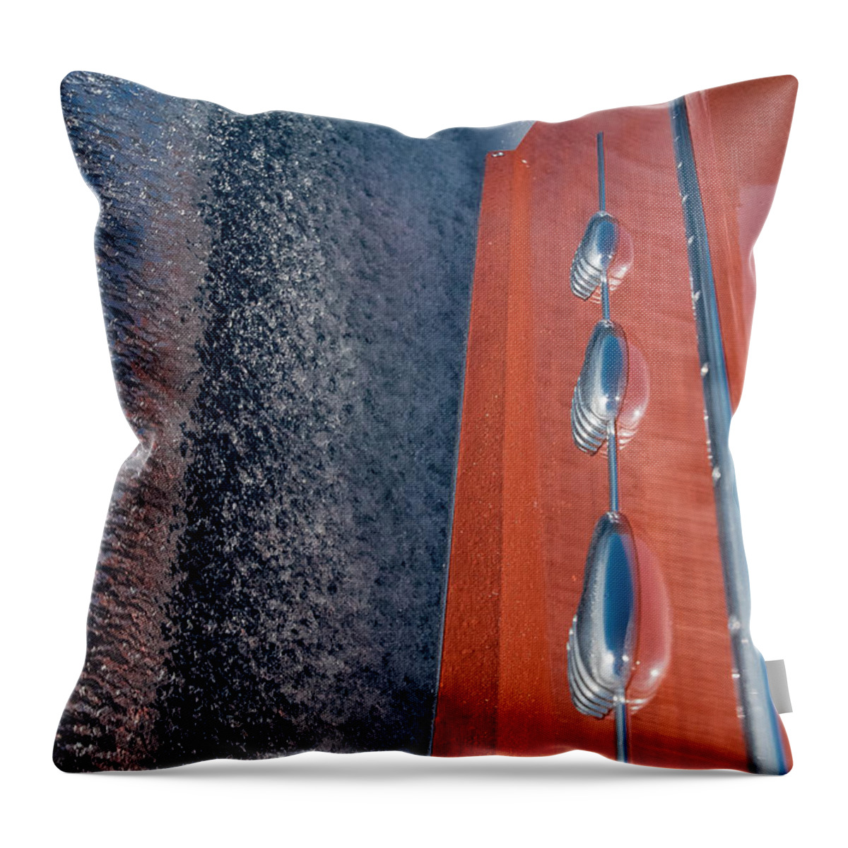 Wooden Boat Throw Pillow featuring the photograph Riva Spray by Steven Lapkin