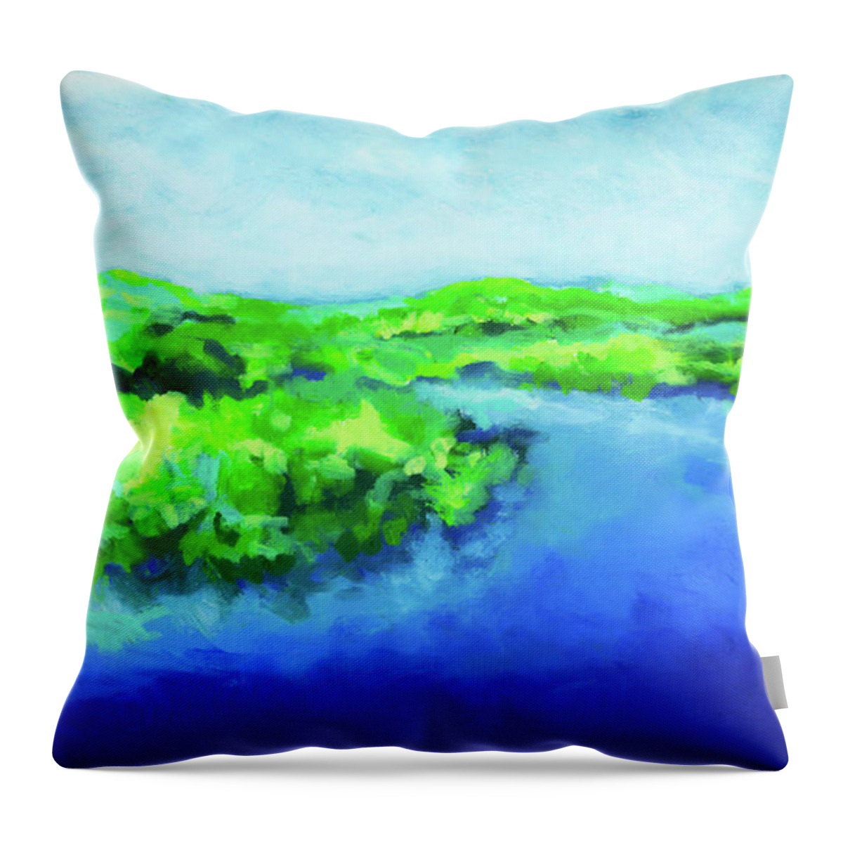 River Throw Pillow featuring the painting River Bend by Stephen Anderson
