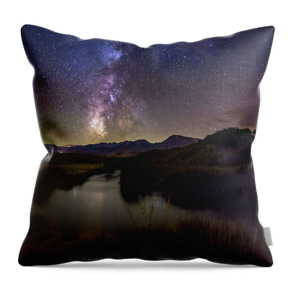 Milkyway Throw Pillow featuring the photograph River Bend by Tassanee Angiolillo