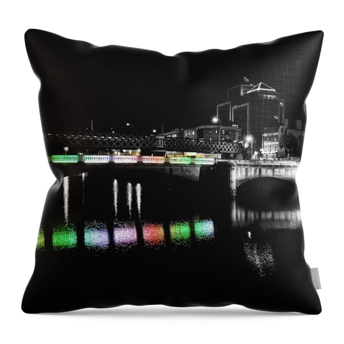 River Liffey Throw Pillow featuring the photograph River Liffey Reflections by Andrea Platt