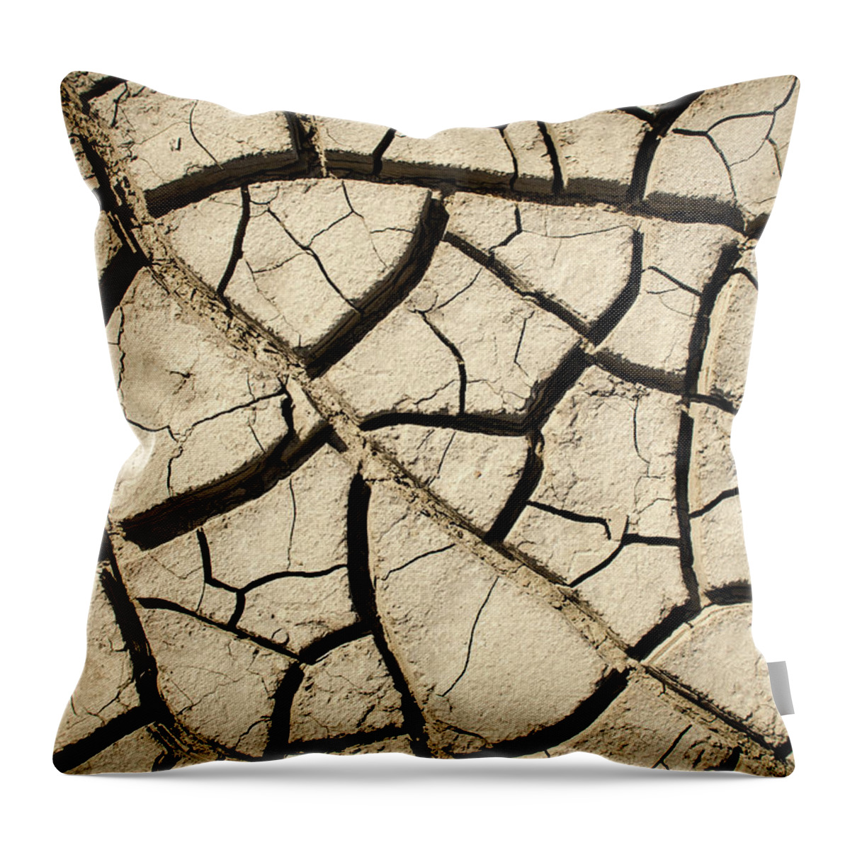 Crack Throw Pillow featuring the photograph River Mud by Jeff Phillippi
