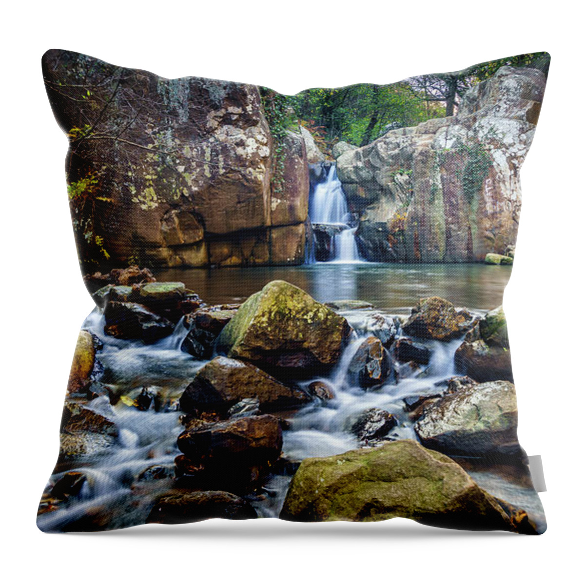 Beautiful Scenery Throw Pillow featuring the photograph River of Honey Waterfall Algeciras Cadiz Spain by Pablo Avanzini