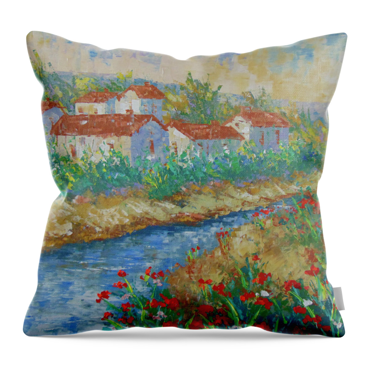 Provence Throw Pillow featuring the painting River of Provence by Frederic Payet