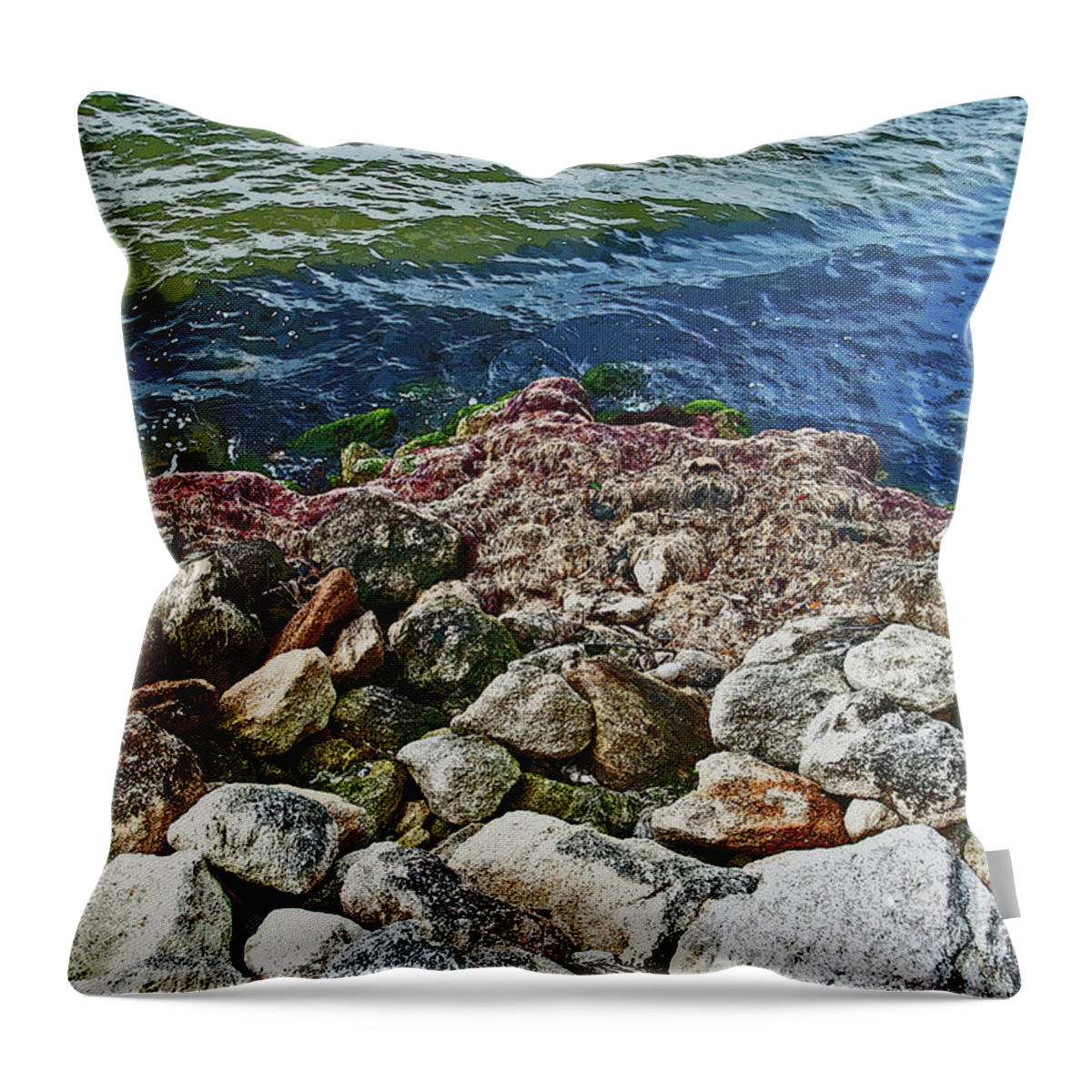 Boulder Throw Pillow featuring the photograph River Rocks by George D Gordon III