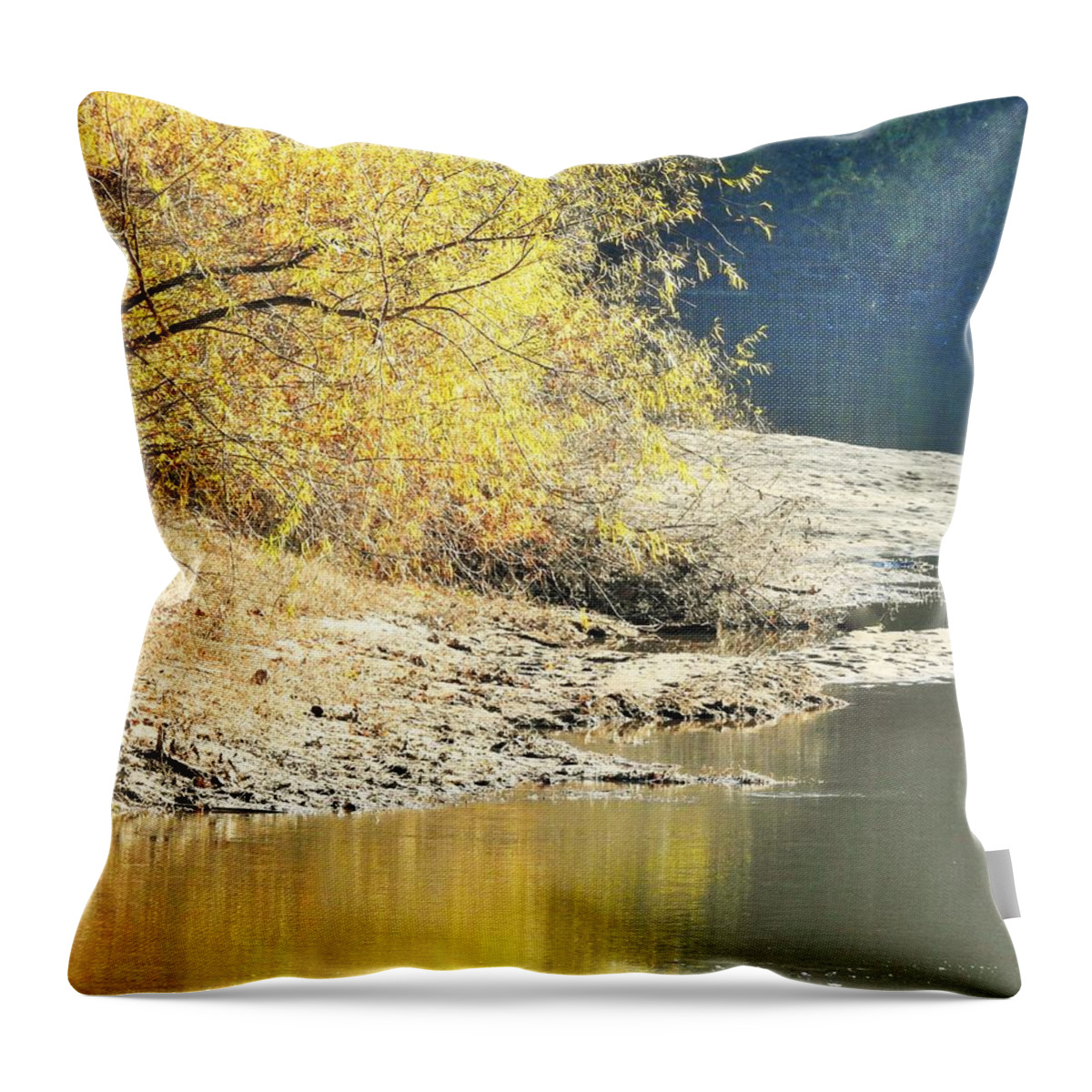 River Throw Pillow featuring the photograph River Tree Of Sun by Jan Gelders