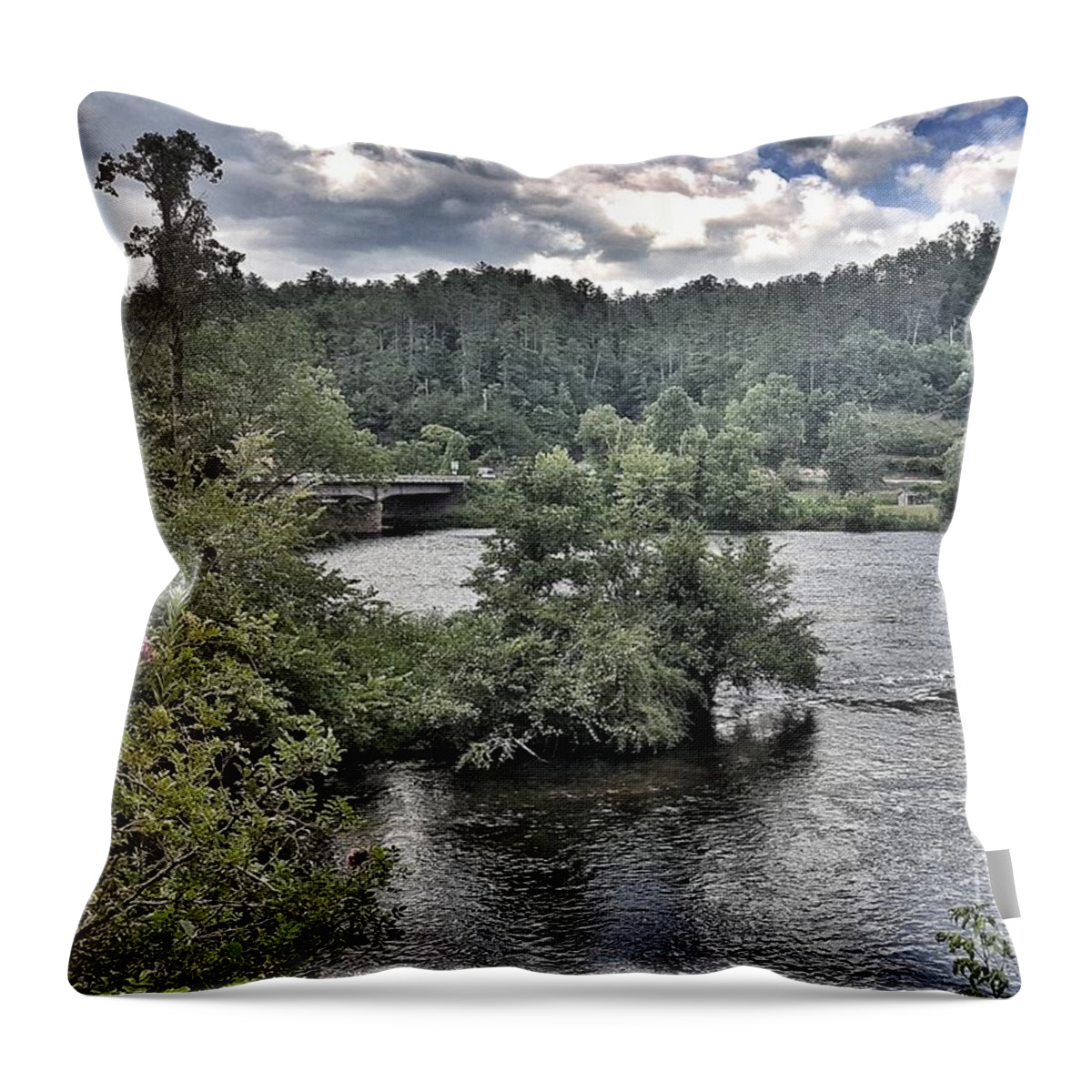 Hiwassee Throw Pillow featuring the photograph River Wonders by Rachel Hannah