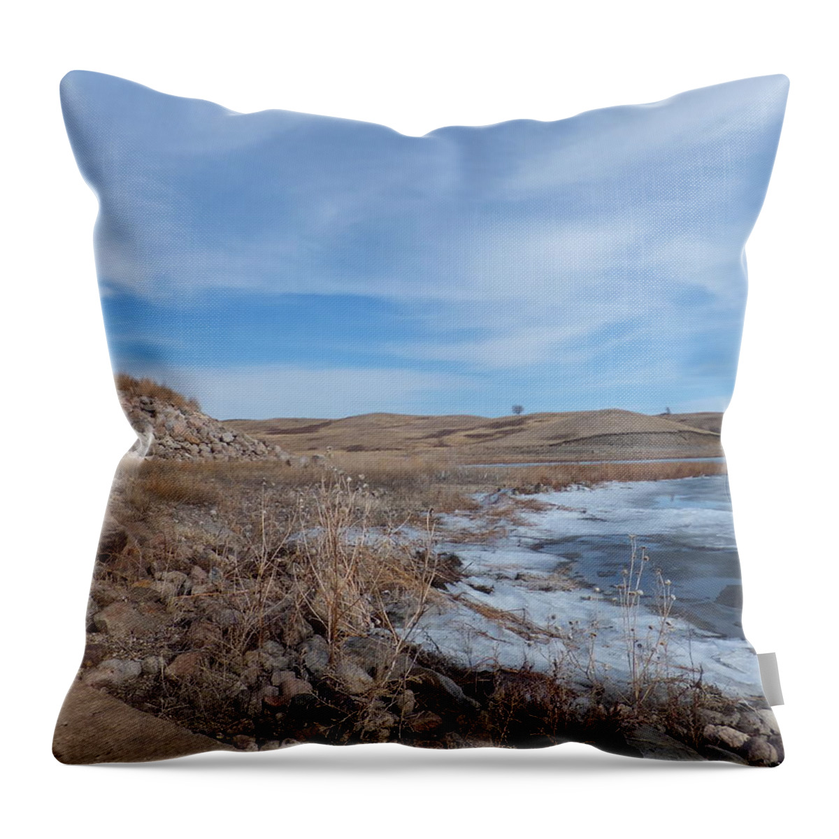Landscape Throw Pillow featuring the photograph Riverbank by Bernadette Bisbee