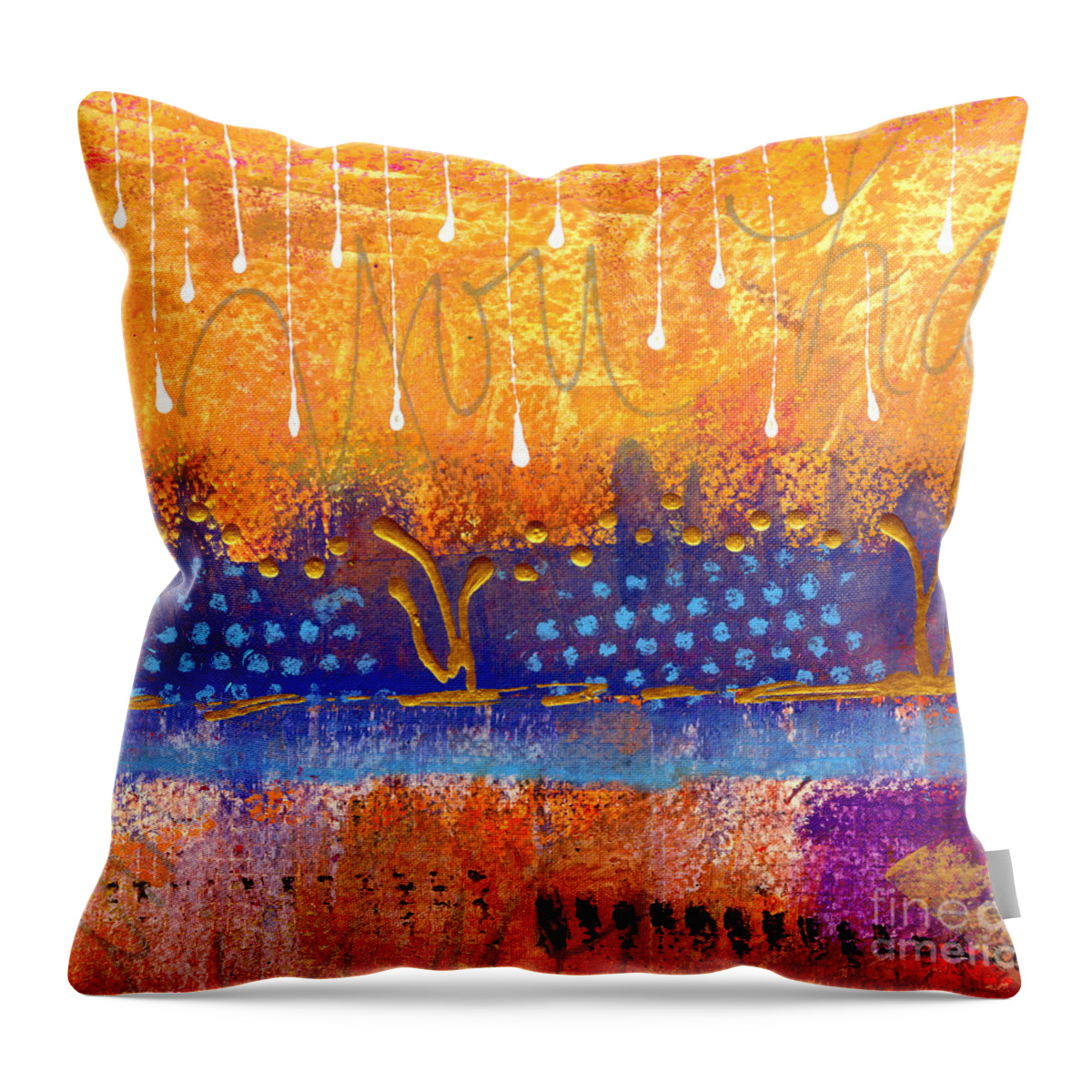 Riverfront Throw Pillow featuring the painting Riverfront View by Angela L Walker