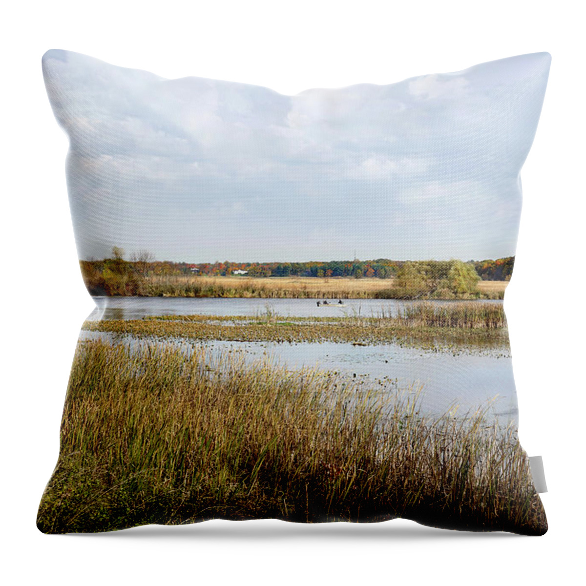 Landscape Throw Pillow featuring the photograph Rivermarsh by Kathi Mirto