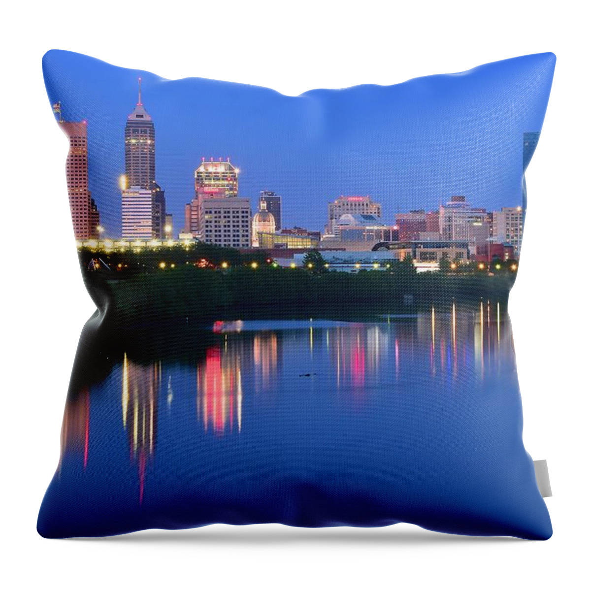 Indianapolis Throw Pillow featuring the photograph Riverside View of Indianapolis by Frozen in Time Fine Art Photography