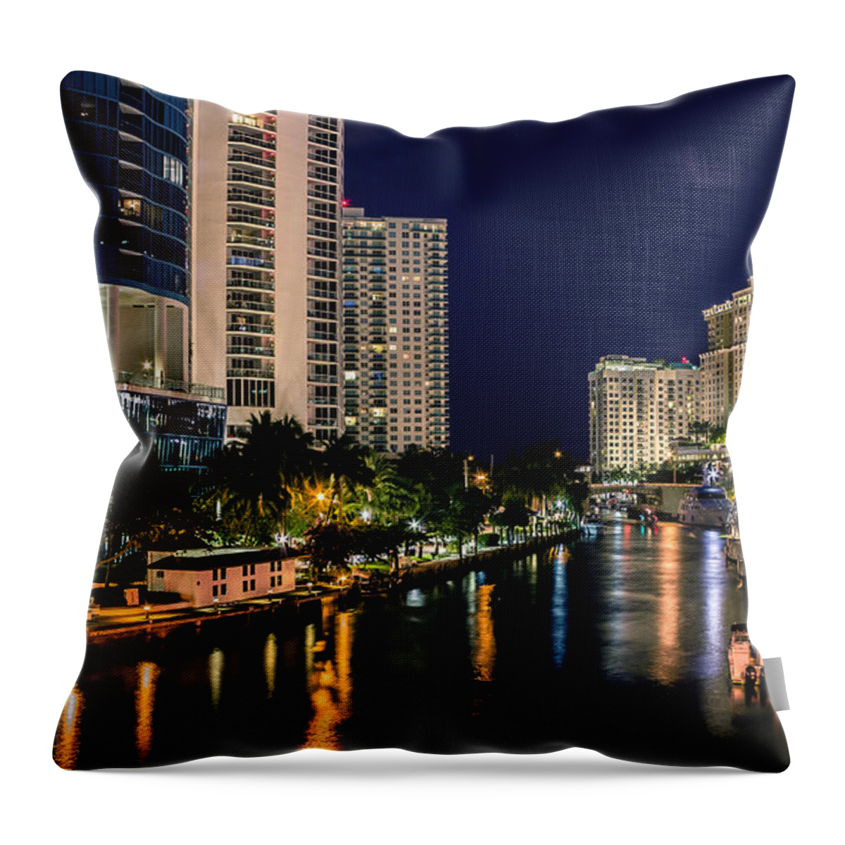 American Throw Pillow featuring the photograph Riverwalk Park in Fort Lauderdale FL by Traveler's Pics