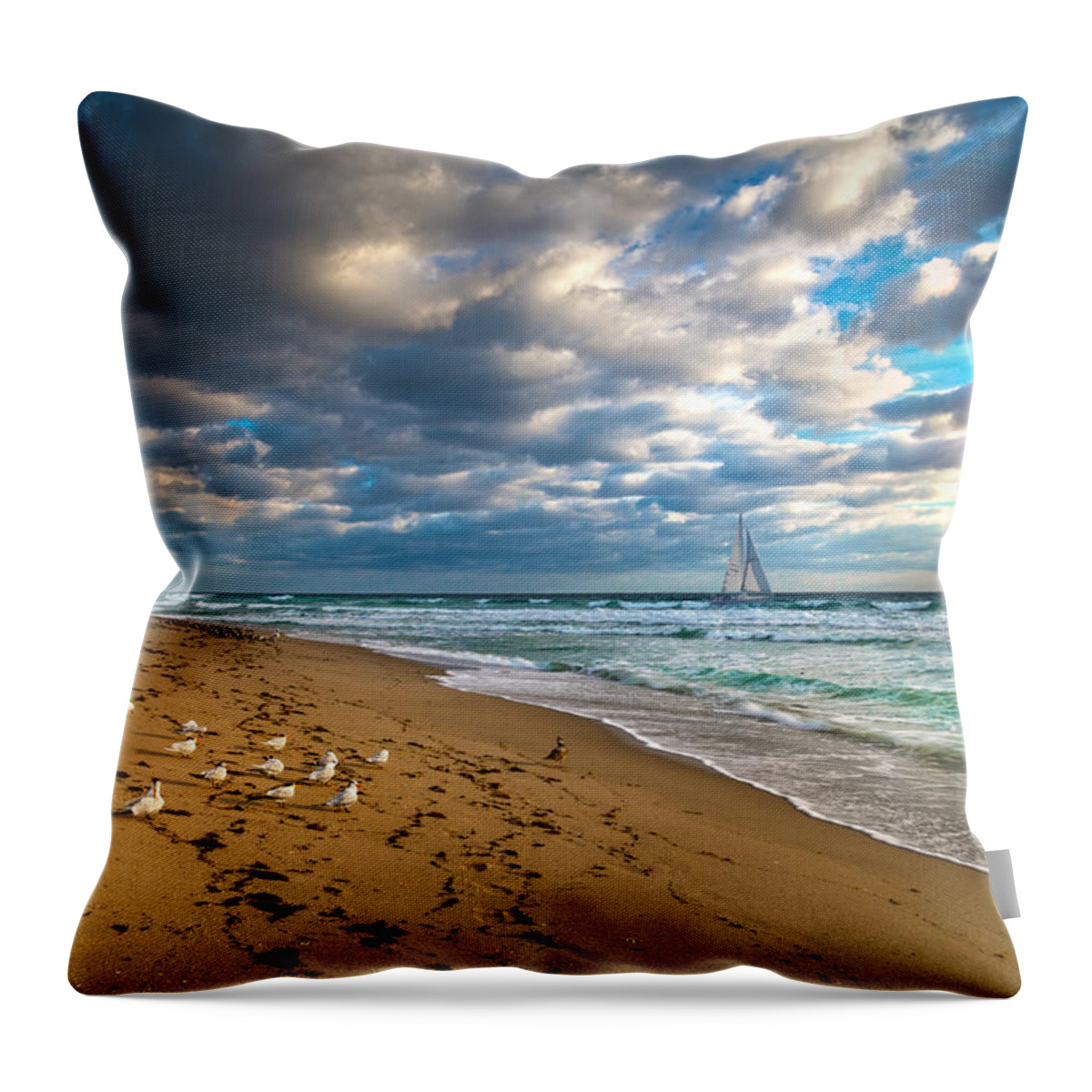 Riviera Beach Throw Pillow featuring the photograph Riviera Beach Sunrise by Lynn Bauer