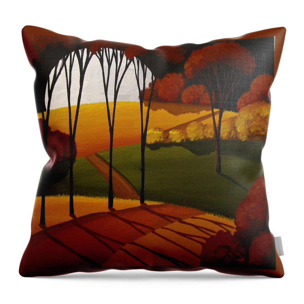 Art Throw Pillow featuring the painting Road Of Autumn by Debbie Criswell