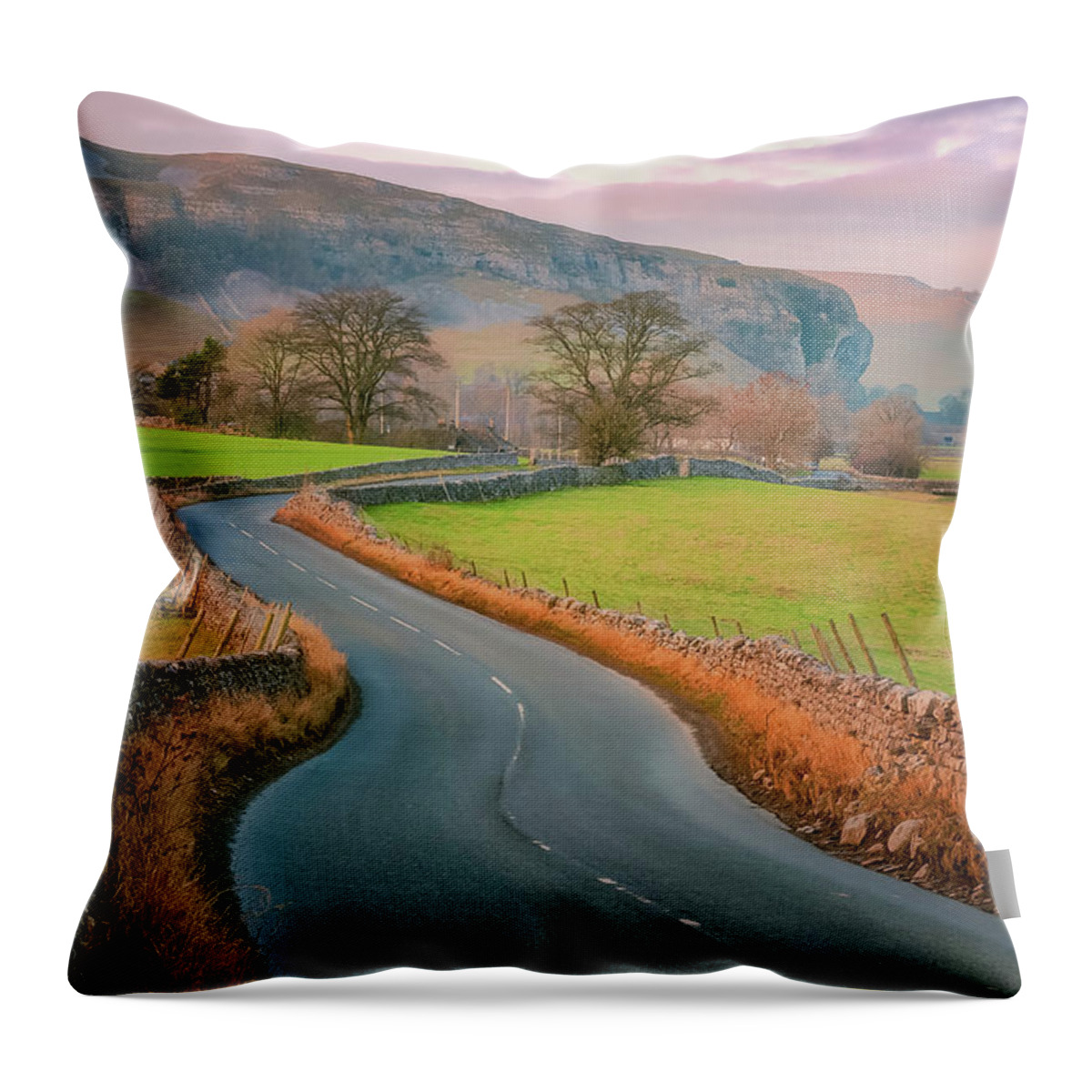 Buckden Throw Pillow featuring the photograph Road to Kilnsey by Mariusz Talarek