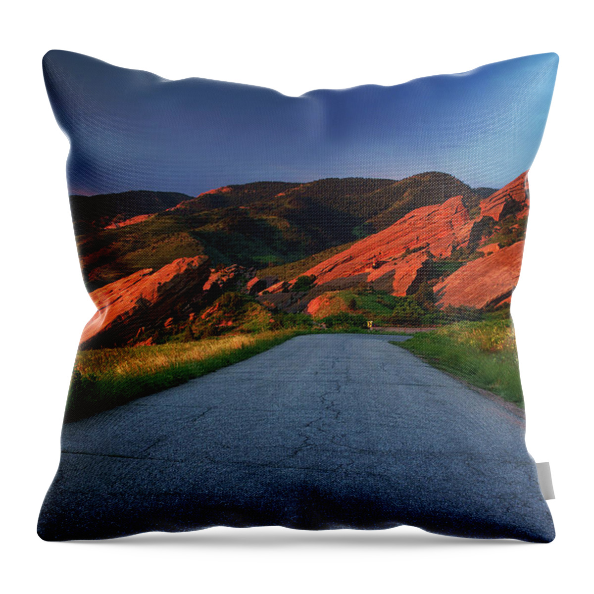 Red Rocks Throw Pillow featuring the photograph Road To Light by John De Bord