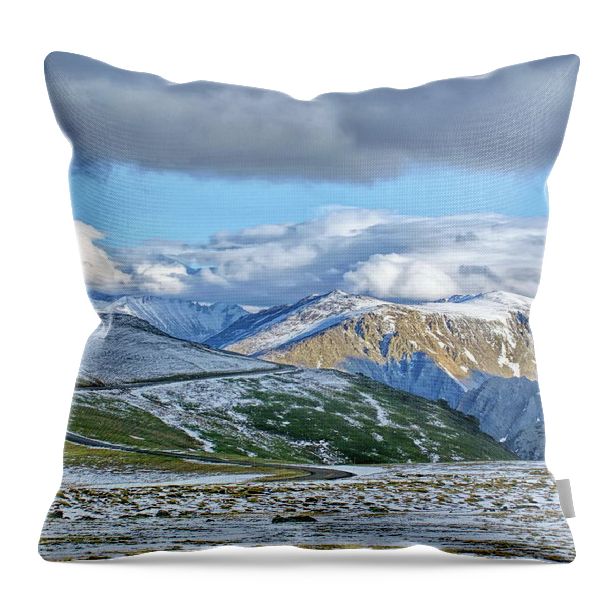 Mountain Throw Pillow featuring the photograph Road to the Top of the Mountain by Alan Hutchins