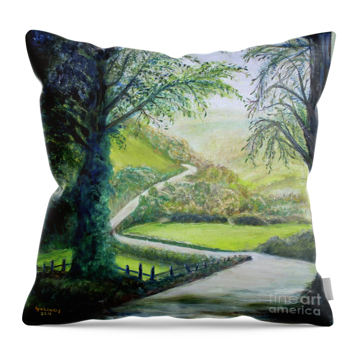 Landscape Throw Pillow featuring the painting Road To Tranquility by Lyric Lucas