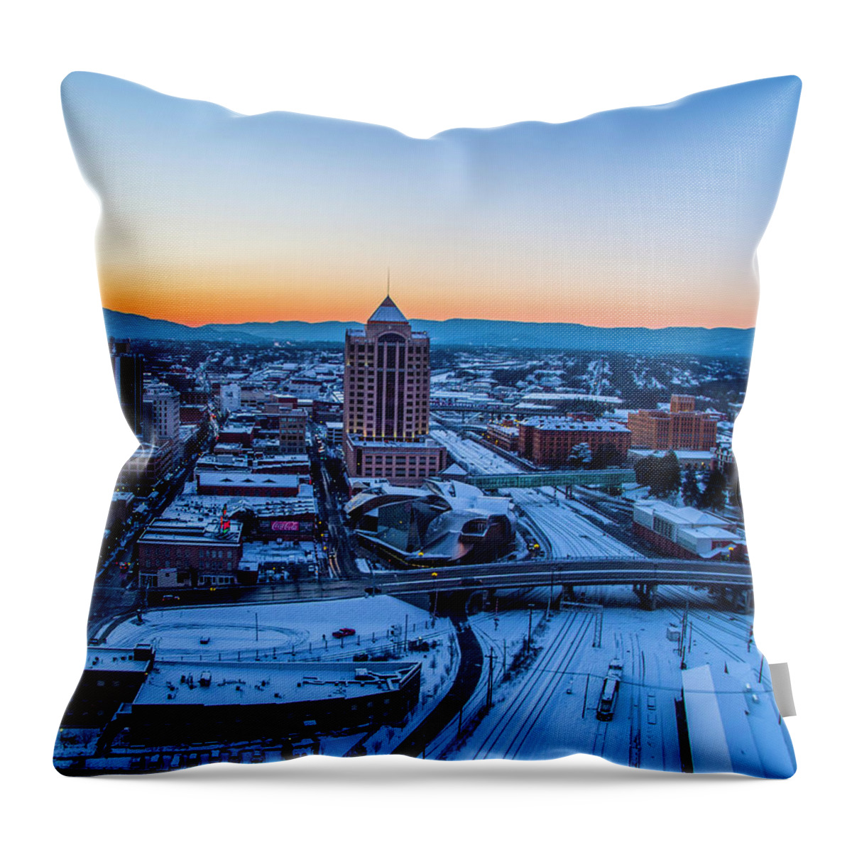 Roanoke Throw Pillow featuring the photograph Roanoke Sunset by Star City SkyCams