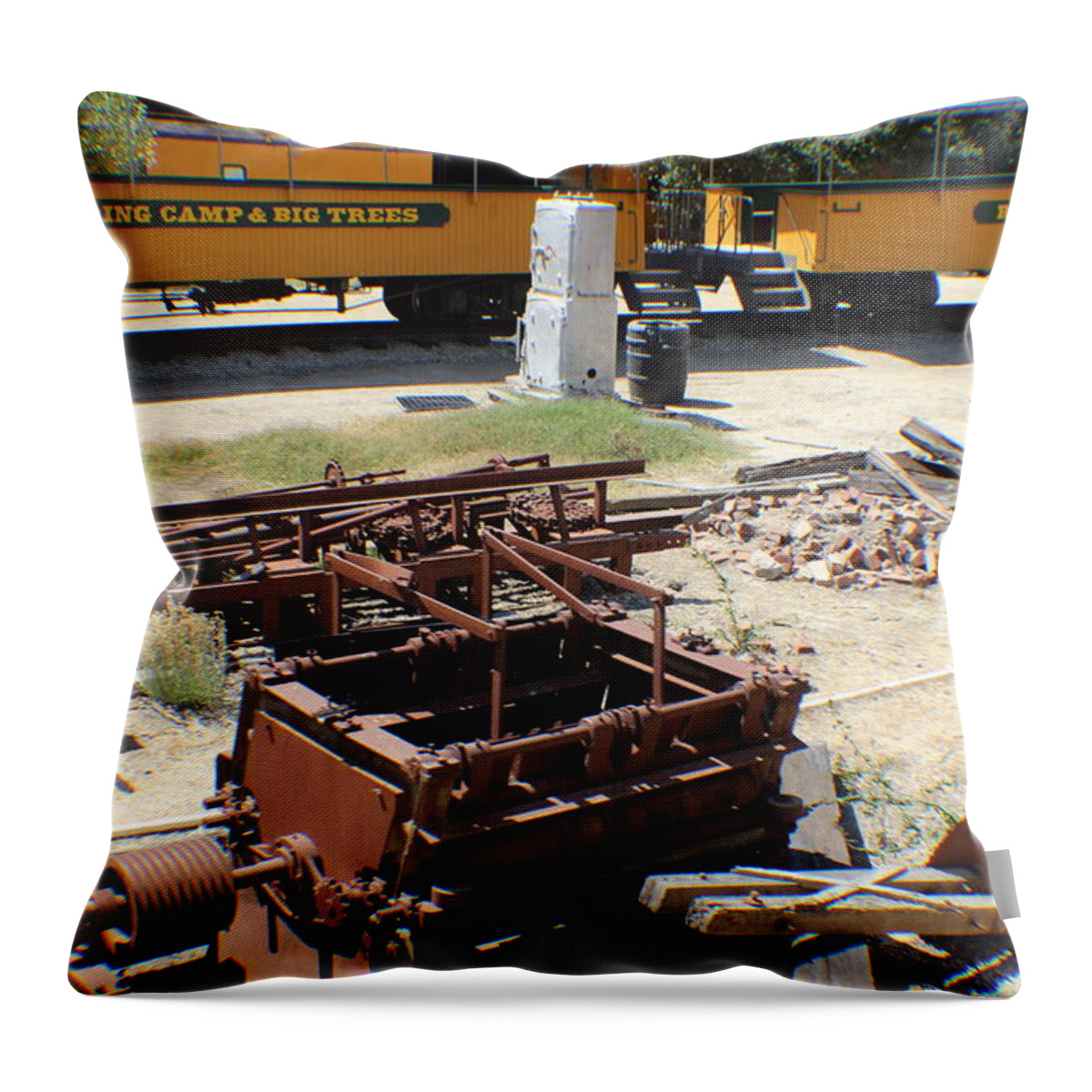 Roaring Camp And Big Trees Railroad Throw Pillow featuring the photograph Roaring Camp and Big Trees Railroad by John Mathews