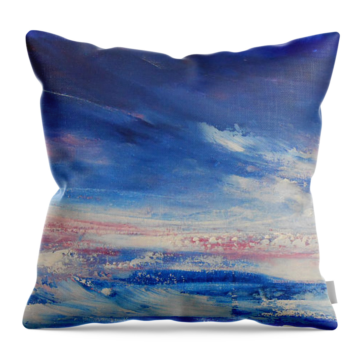 Abstract Throw Pillow featuring the painting Roaring Waves by Jane See