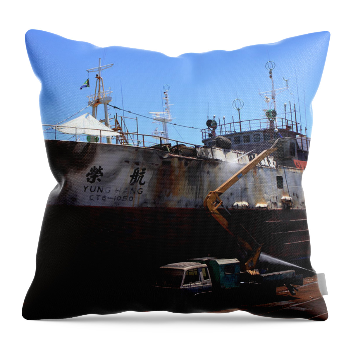 South Africa Throw Pillow featuring the photograph Robinson Dry Dock, Cape Town by Aidan Moran