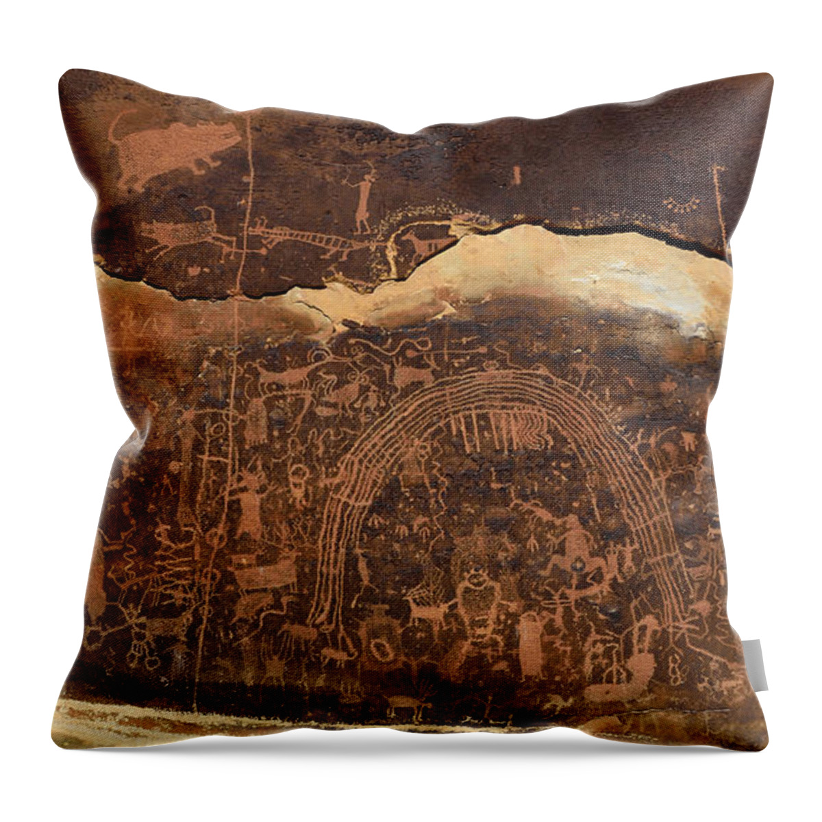 Rochester Throw Pillow featuring the photograph Rochester Creek Petroglyph Panel Cropped by Tranquil Light Photography