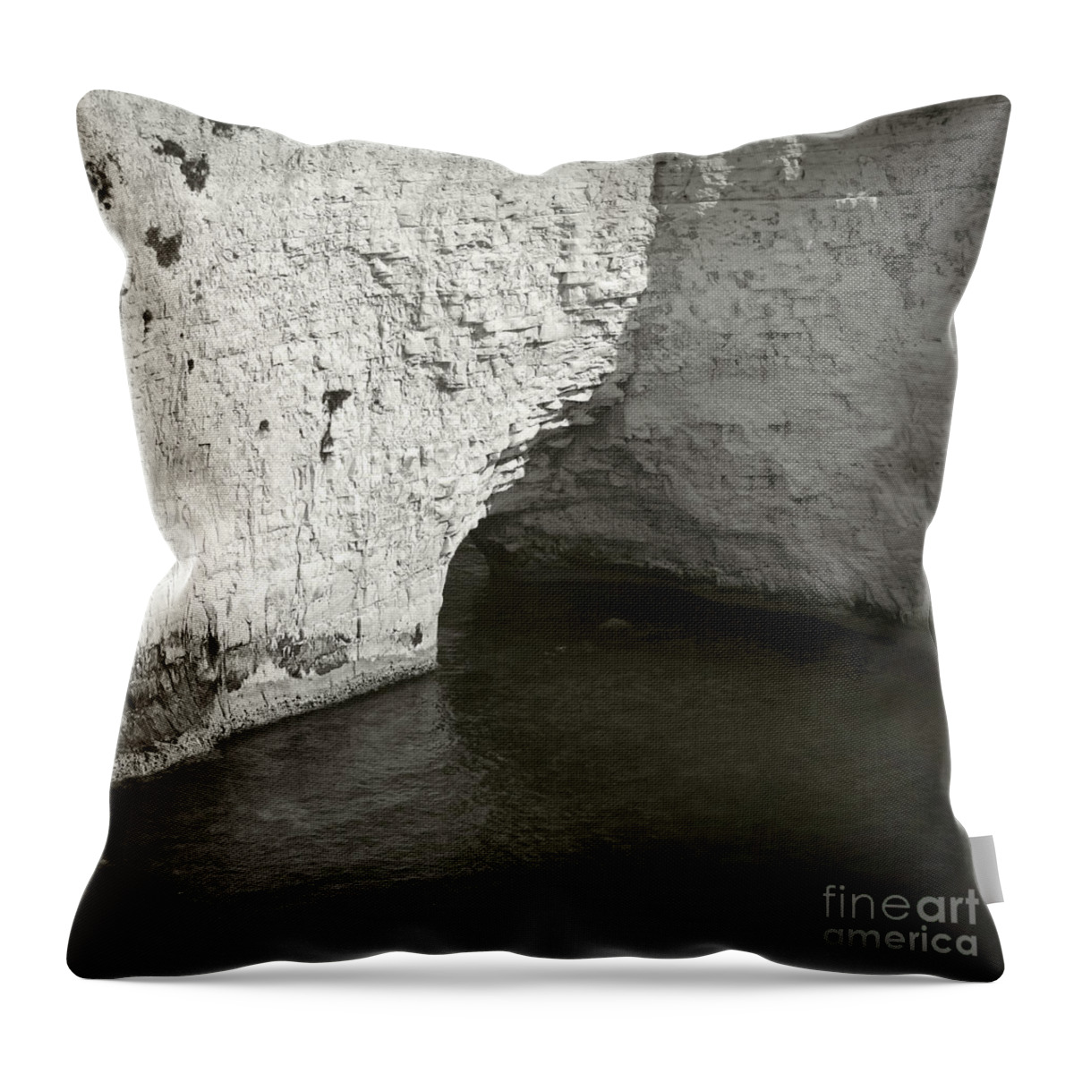 White Throw Pillow featuring the photograph Rock and Water by Sebastian Mathews Szewczyk