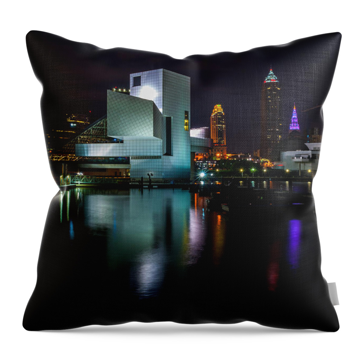 Cleveland Throw Pillow featuring the photograph Rock Hall Reflections by Stewart Helberg