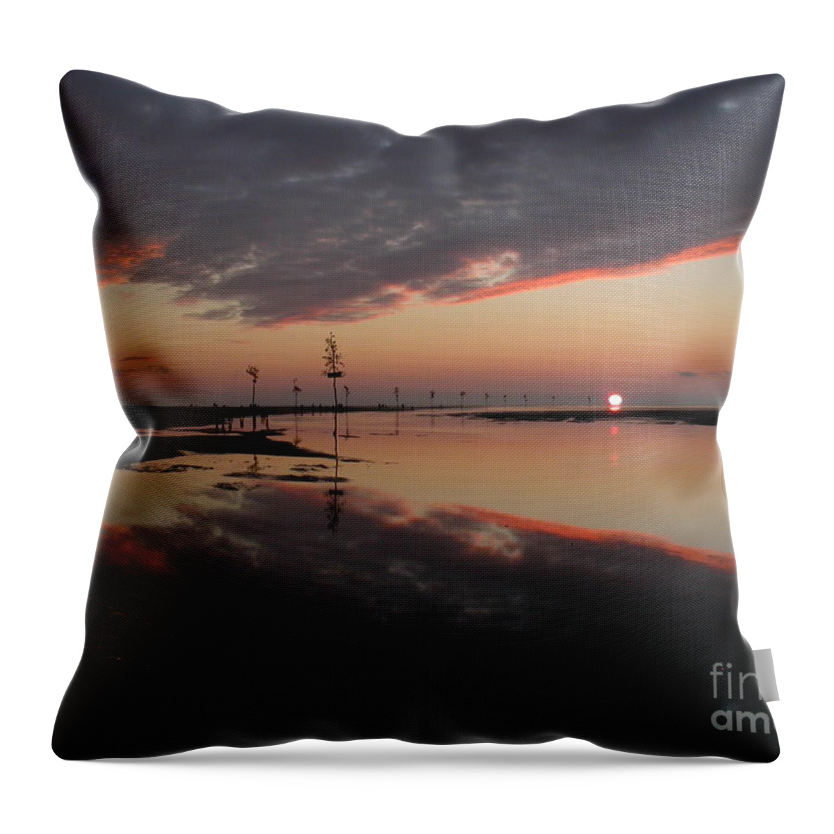 Sunset Throw Pillow featuring the photograph Rock Harbor Sunset by Edward Sobuta
