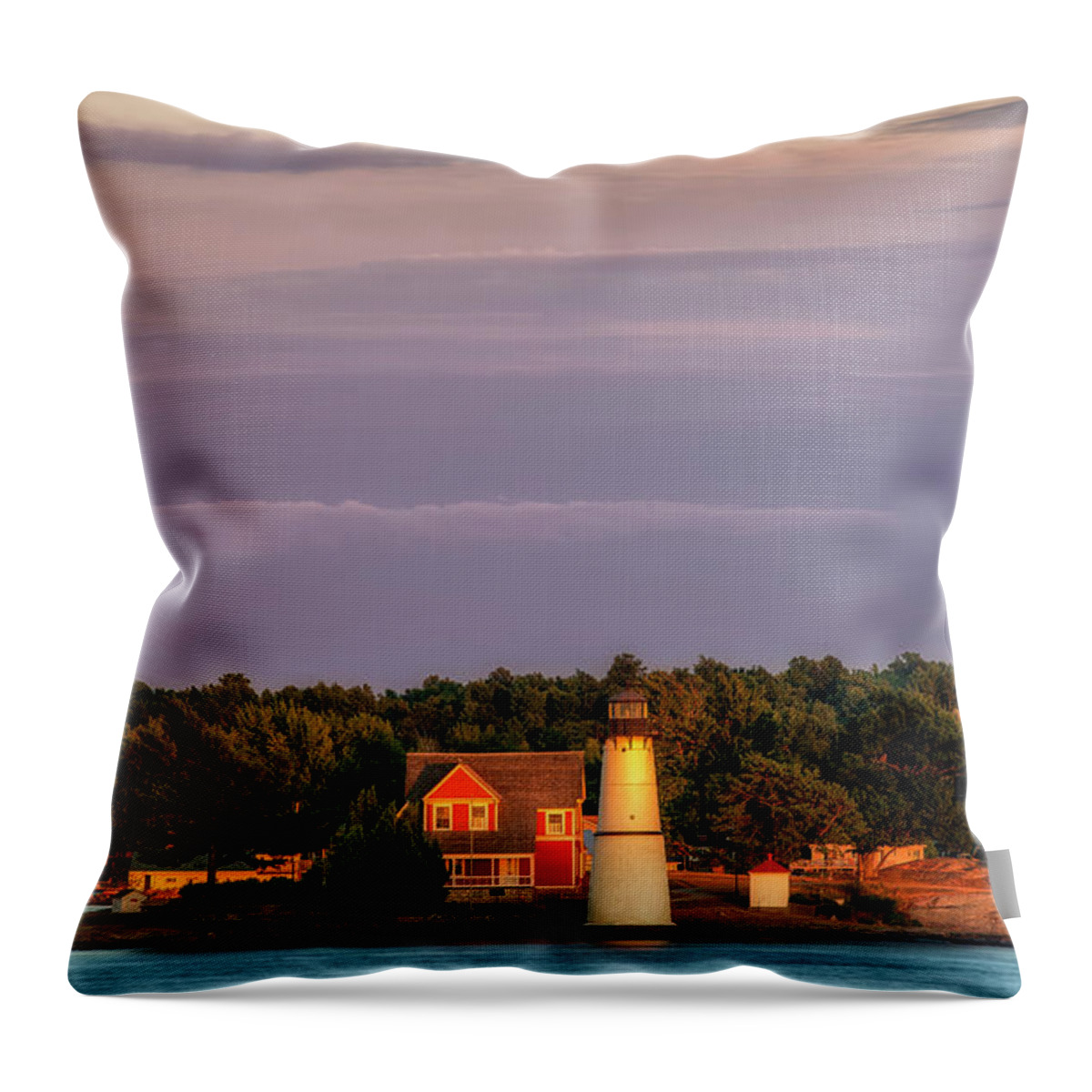 Rock Island Lighthouse Throw Pillow featuring the photograph Rock Island Lighthouse by Mark Papke