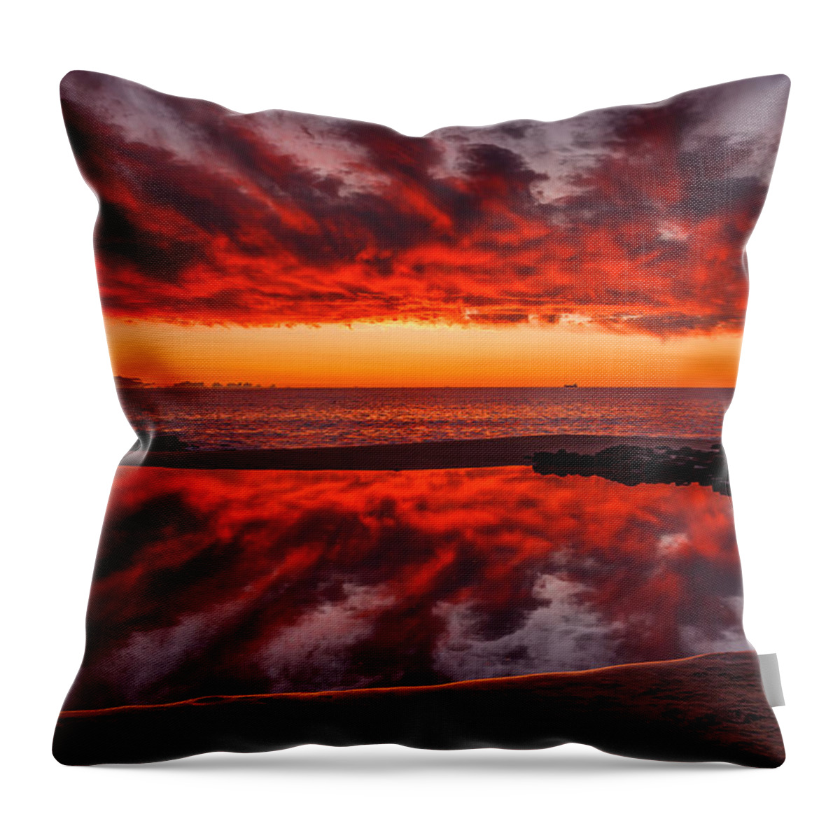 Sunset Throw Pillow featuring the photograph Rock Pool Reflections by Robert Caddy