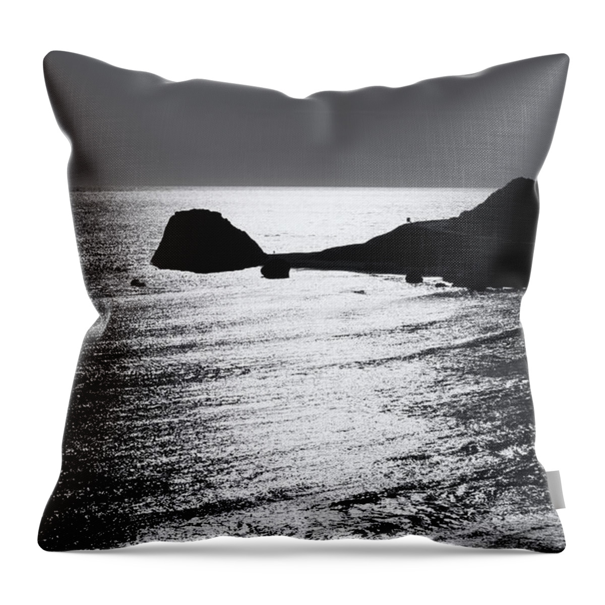 Sea Throw Pillow featuring the photograph Rock Silhouette by Mike Santis