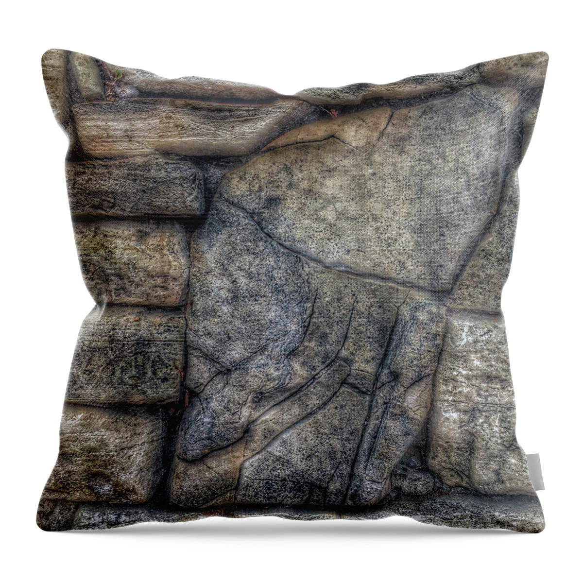 Painterly Iphoneography Throw Pillow featuring the photograph Rock Wall by Bill Owen