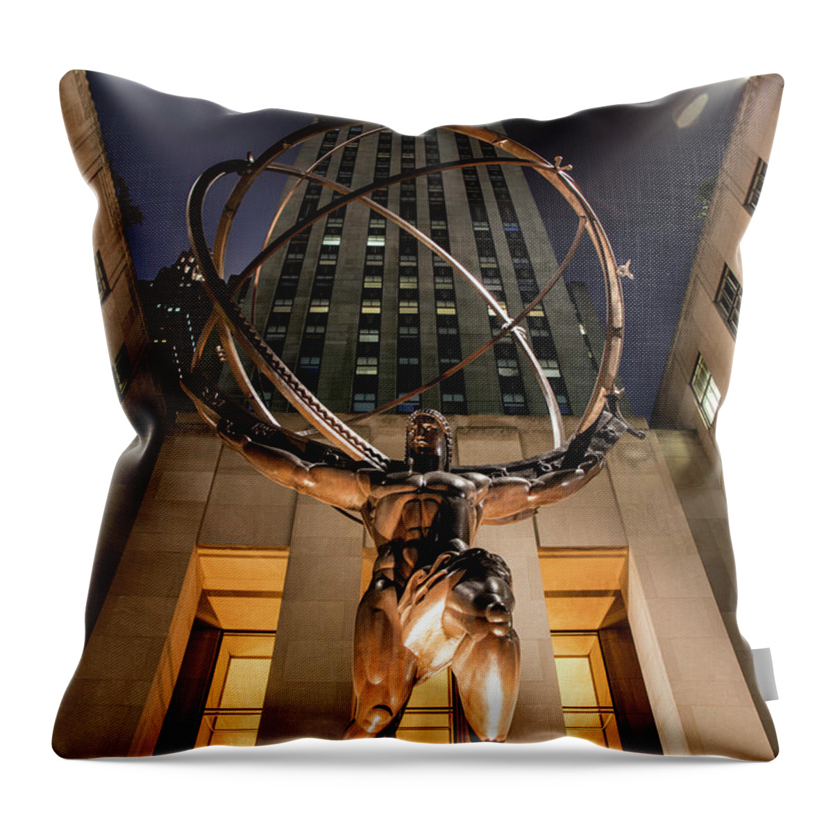 Nyc Throw Pillow featuring the photograph Rockefeller Center NYC by John McGraw