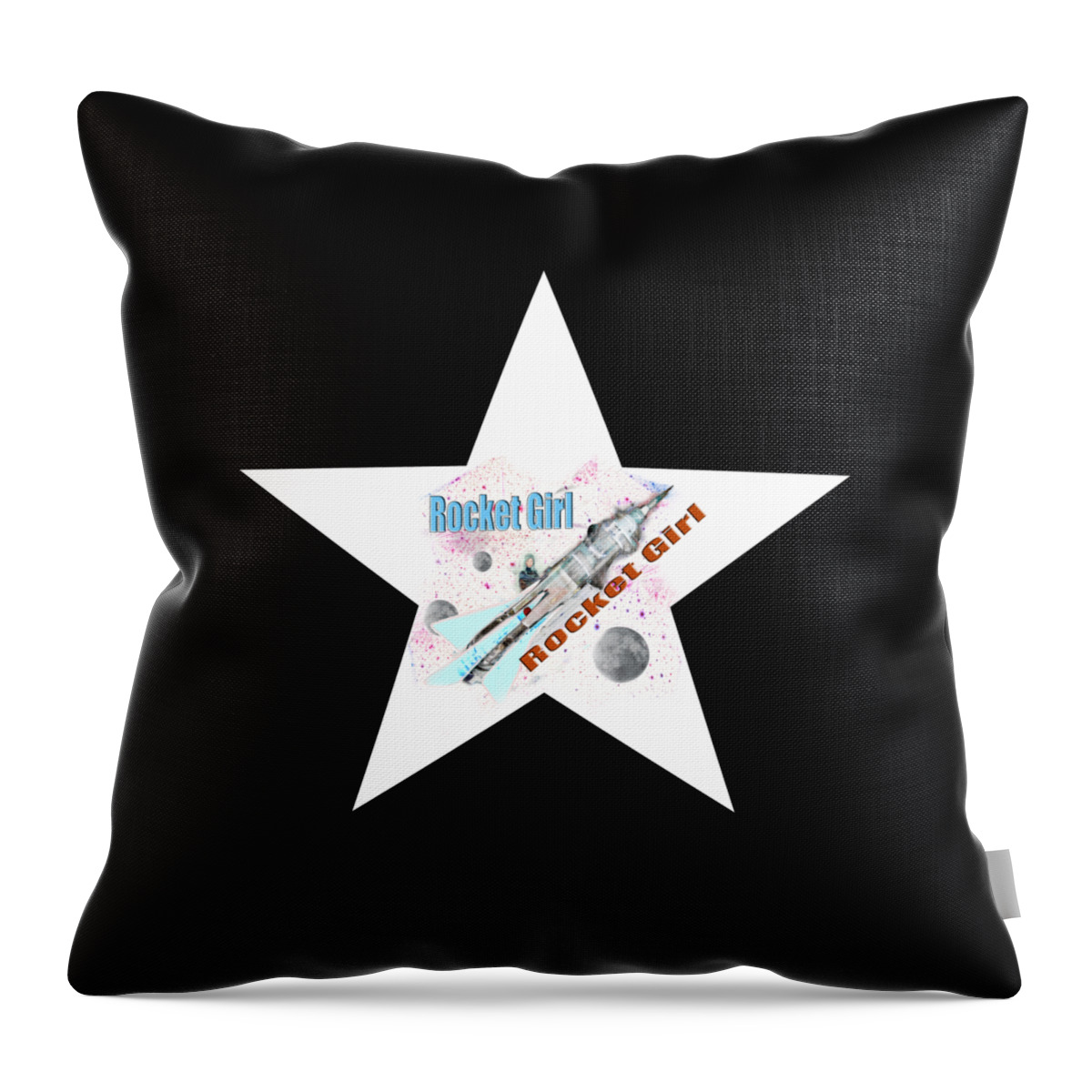 Rocket Throw Pillow featuring the painting Rocket Girl with Star by Tom Conway