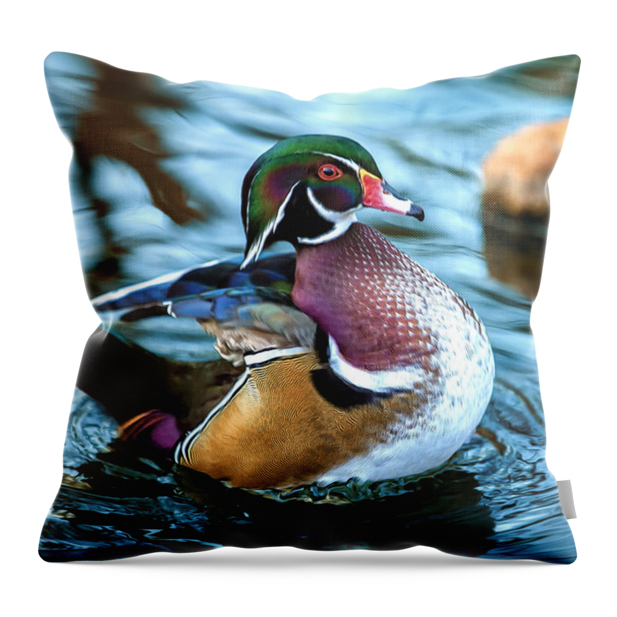 Wildlife Throw Pillow featuring the photograph Rocking Woody by Bill and Linda Tiepelman