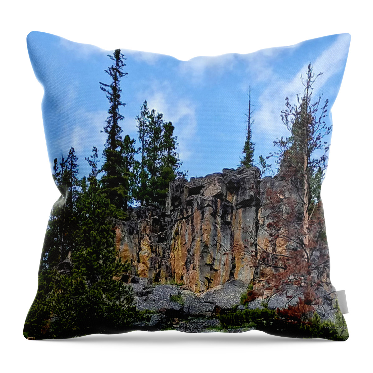 Kings Hill Throw Pillow featuring the digital art Rocks 3 by Susan Kinney