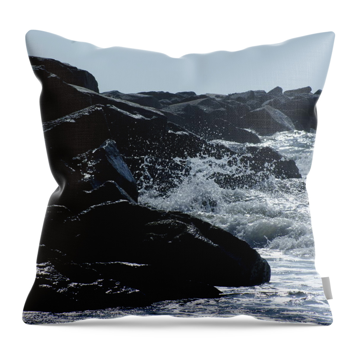 Rocks Throw Pillow featuring the photograph Rocks on the Jetti at Cocoa Beach by Theresa Cangelosi