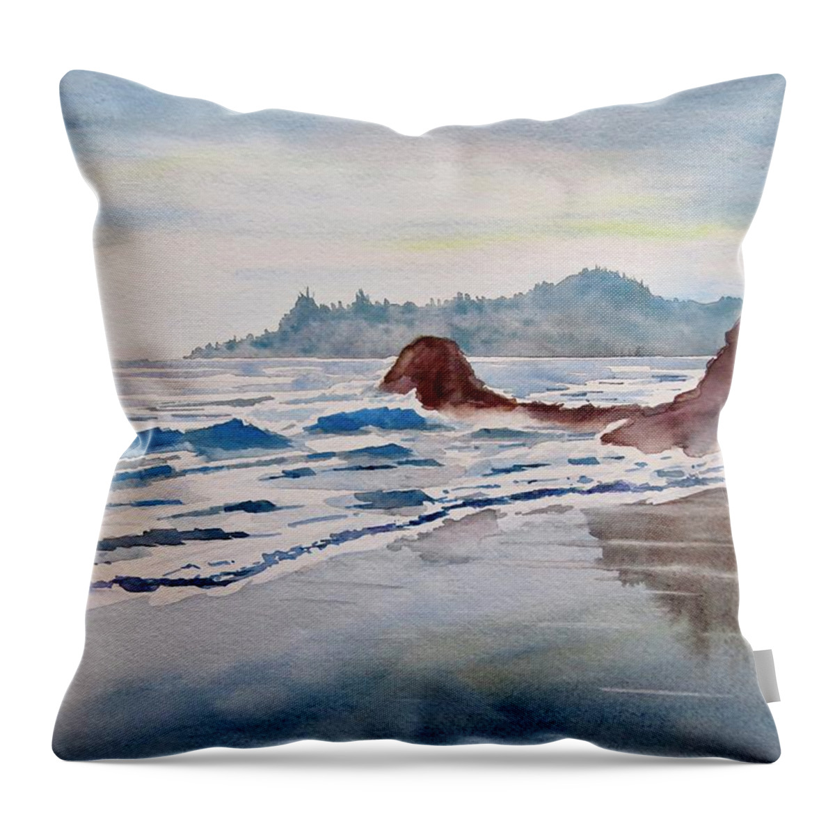 Painting Throw Pillow featuring the painting Rocky Beach by Geni Gorani