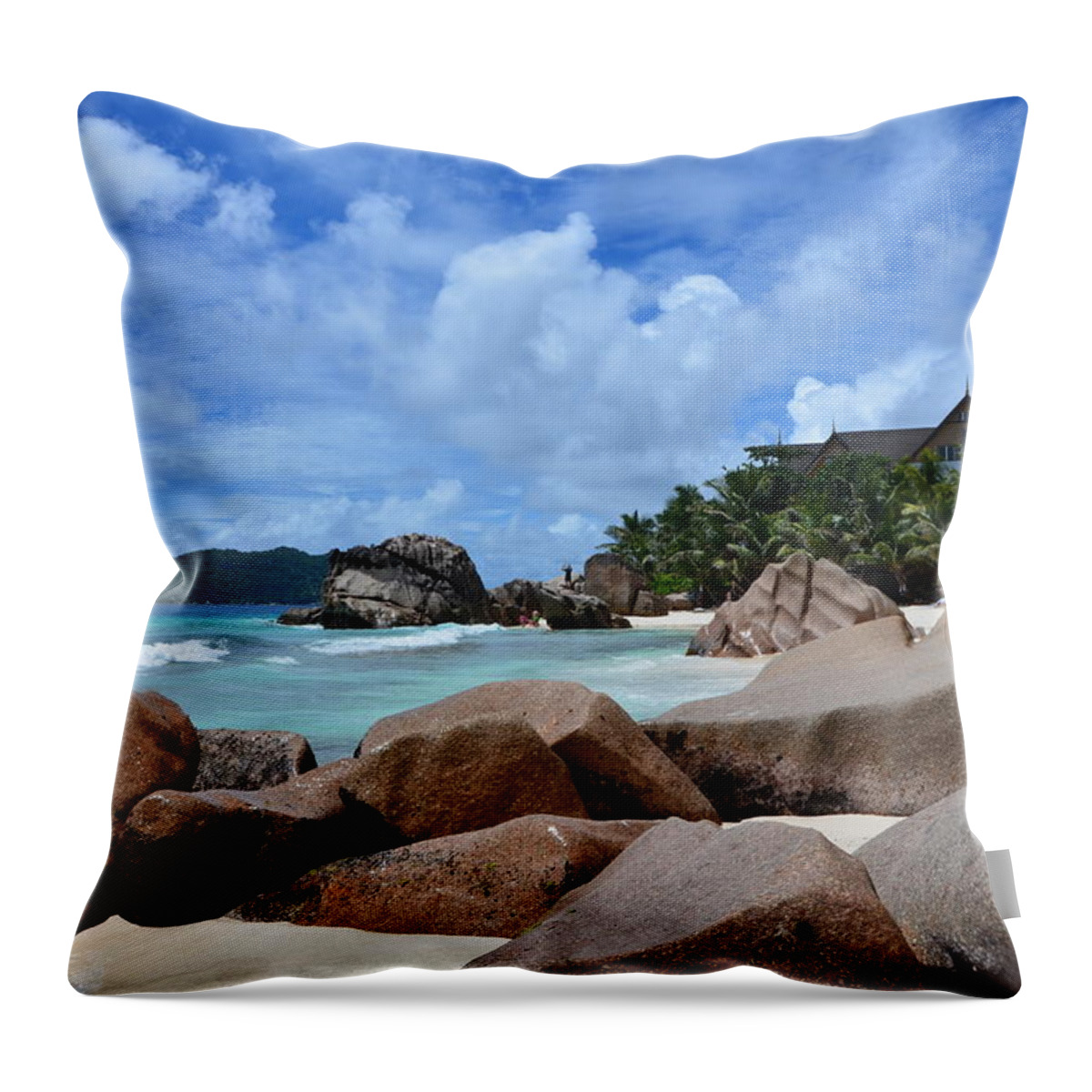 Sunset Throw Pillow featuring the photograph Rocky beach by Sabine Meisel