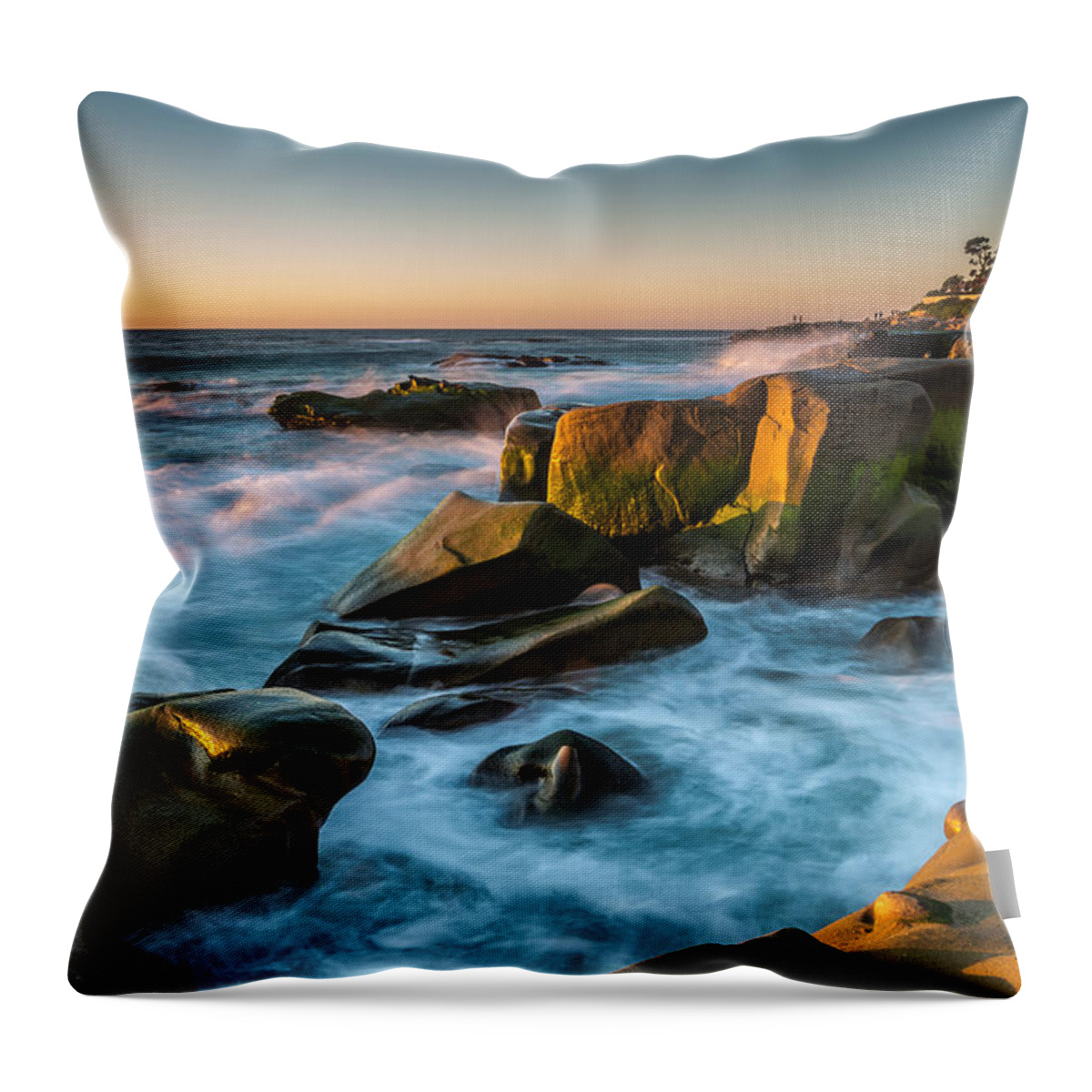 Beach Throw Pillow featuring the photograph Rocky Coast La Jolla by Peter Tellone