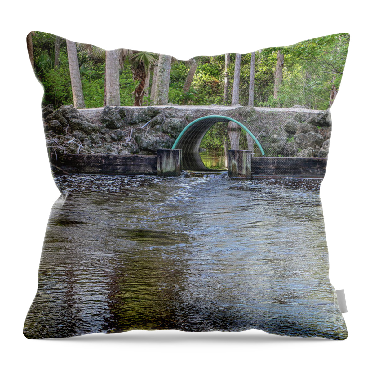 Footbridge Throw Pillow featuring the photograph Rocky Footbridge by Tom Claud